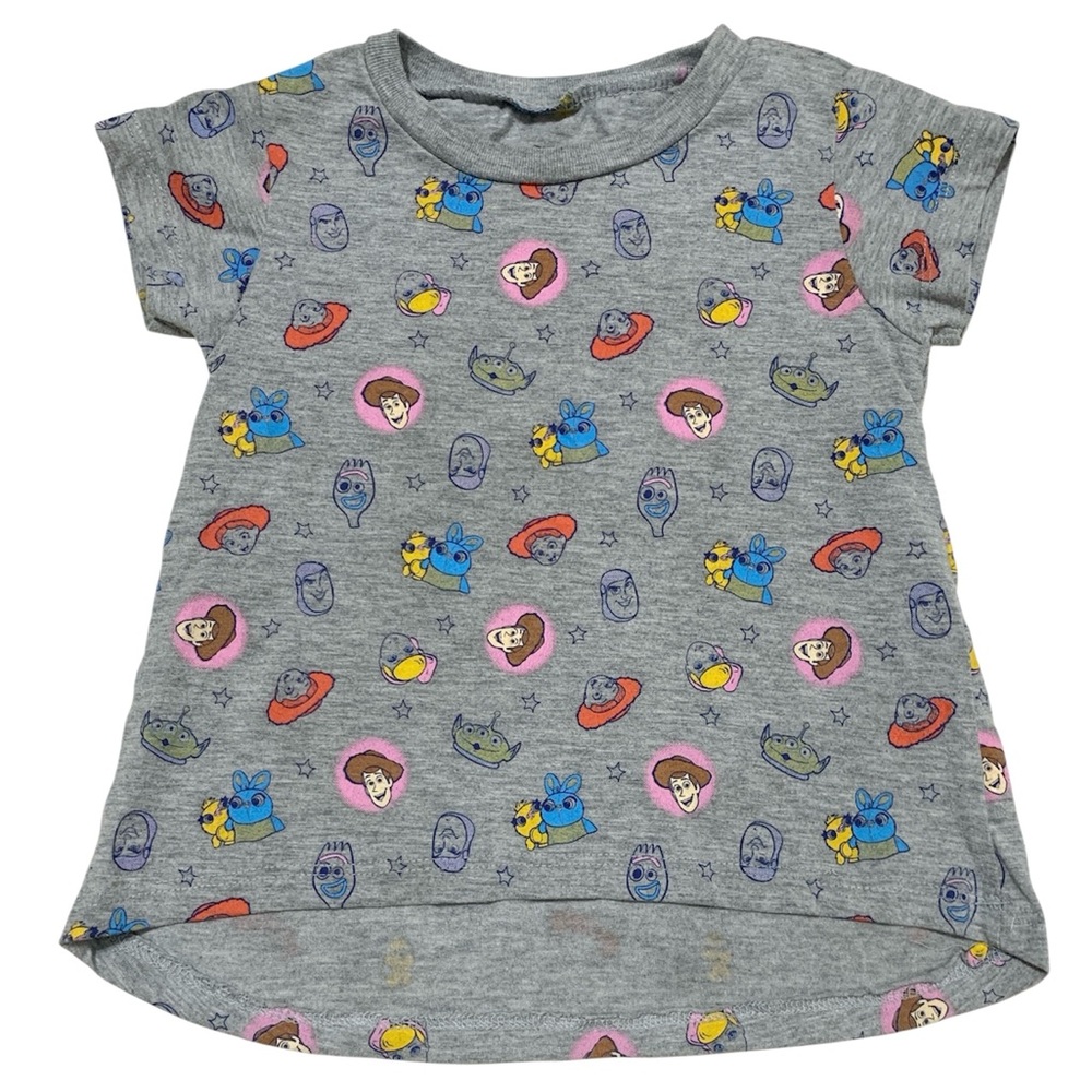 Disney Pixar Toy Story 4 Gray Character Patterned Short Sleeve Crew Neck T-Shirt
